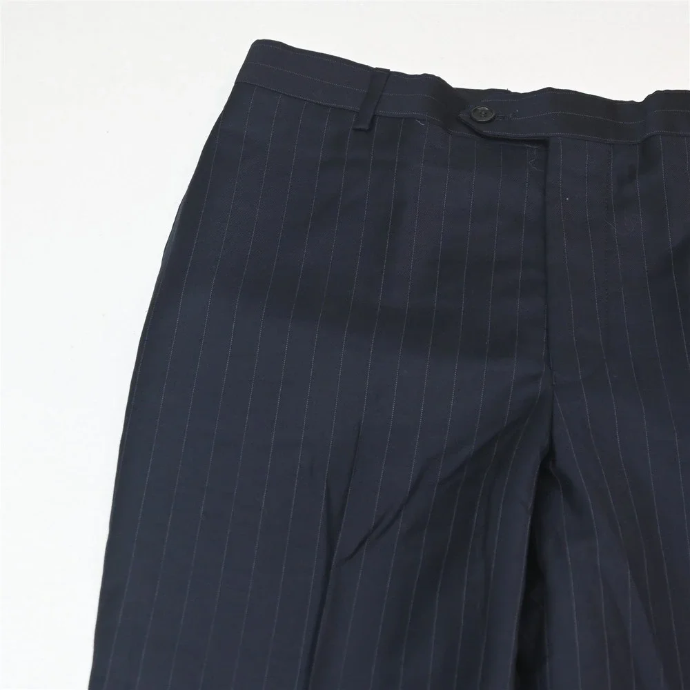 Jos A Bank 38R 32x30 Navy Blue Striped 100% Wool Gordon Mens Jacket Pants Suit